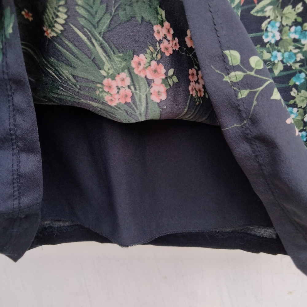 Koton Brand V-Neck Black Floral Dress 3/4 Sleeves Lined Women's Size 36 (XS/S) - Picture 6 of 15